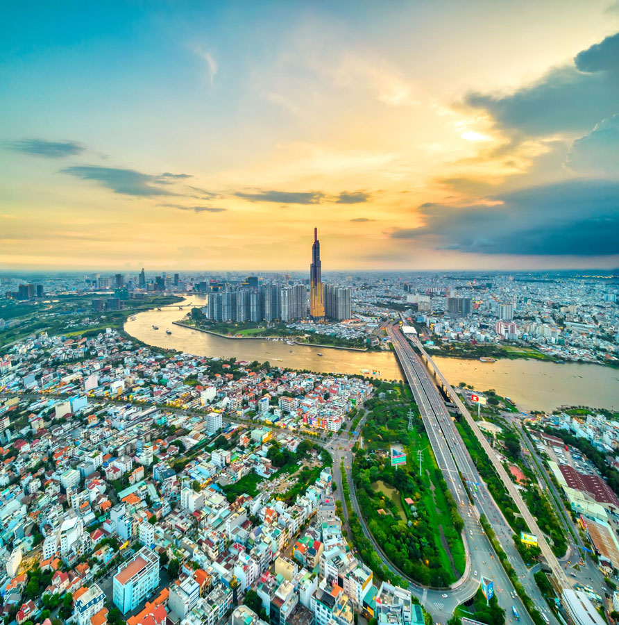 Ho Chi Minh City<br /><small style="display:block; font-size:15px;line-height:1.4;">Vietnam's largest city, Ho Chi Minh City (formerly Saigon) dazzles with French colonial landmarks, bustling markets, and a vibrant culinary scene.</small>